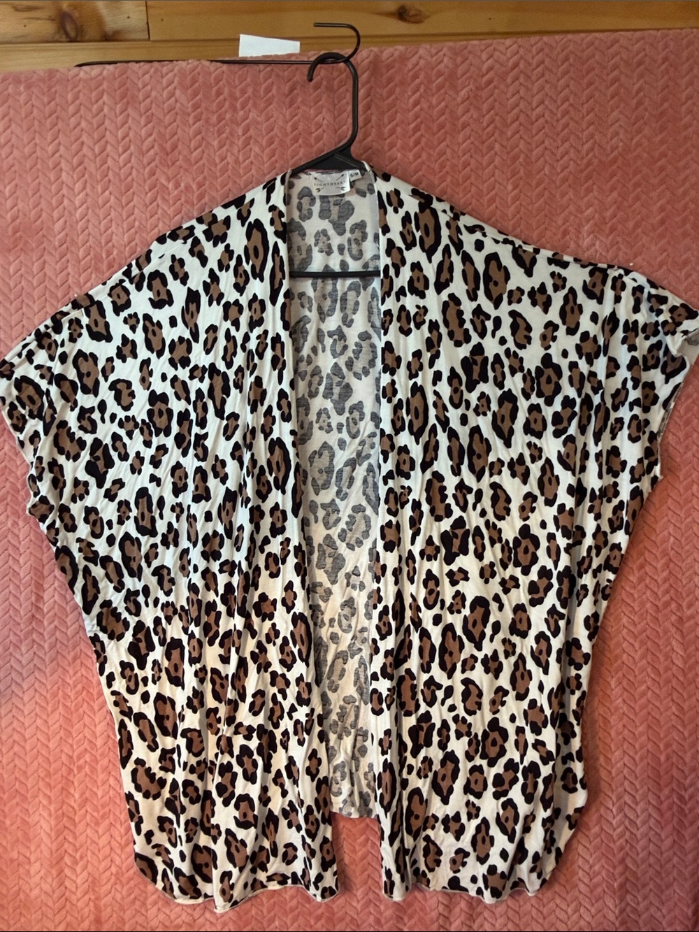 Leopard Print Open-Front kimono - White & Brown